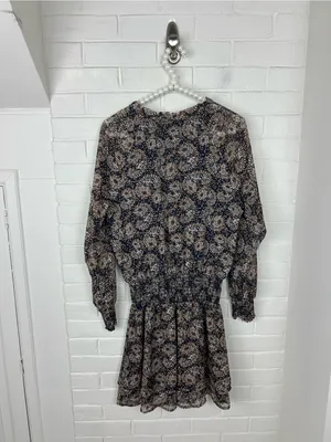 Veronica M Patterned Drop Waist Long Sleeve Dress Size XS thumbnail 10
