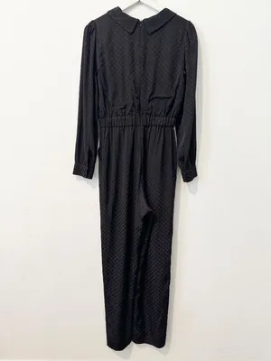 Ali‎ Jay Jumpsuit Size Medium Black Polka Dot Long Sleeve Pocket Mob Wife Retro thumbnail 12