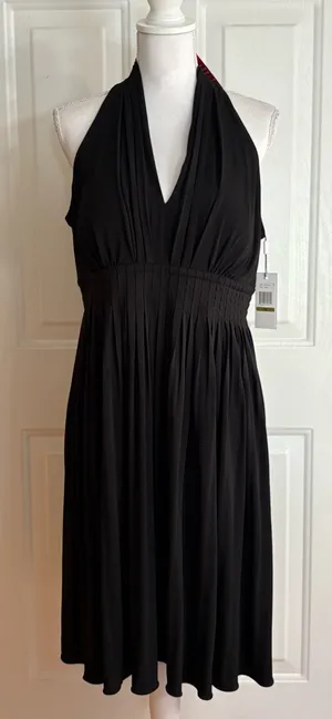 Calvin Klein Black Padded Halter N-Neck Dress size 14 NWT Zipper Back. thumbnail 1