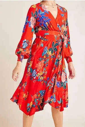 Anthropologie‎ Boswell Textured Wrap Tunic Dress Sz 8 thumbnail 1