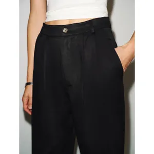 Reformation Mason Pant Black High Waisted Wide Leg Pleated Trousers 4P thumbnail 2
