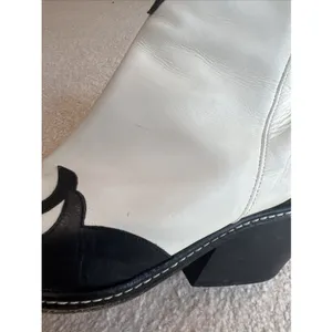 Donald J Pliner Western Ankle Boots Black & Ivory Leather Cowgirl Rodeo Designer thumbnail 12
