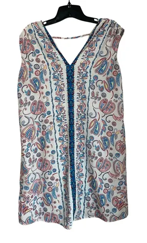 Loft Paisley Deep‎ V Neck Shift Sleeveless Shift Lightweight Dress Size M thumbnail 1
