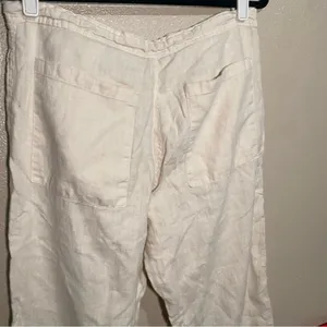 Linen‎ Tan Pants wide leg made in Italy size Medium Lagenlook Breathable Coastal thumbnail 2