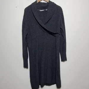 Royal‎ Robbins Womens Cotton Sweater Dress L Charcoal Gray Shawl Neck Y317008 thumbnail 2