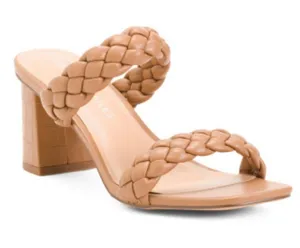 Sincerly Jules Braided Brown Block Heel Mule Slides in Size 7.5 thumbnail 1