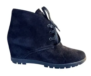 Quiet Luxury Prada Suede Wedge Ankle Boots Black‎ Size 37.5 thumbnail 1