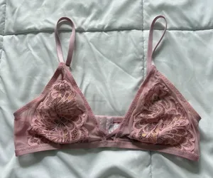Savage X Fenty Pink Lace Unlined Triangle Bralette Large Coquette Whimsy Fairy thumbnail 1