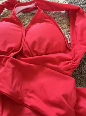 NWOT Red Strappy Criss Cross One Piece Swimsuit Women’s Size Small thumbnail 7