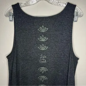 Life is Good Heathered Gray Sleeveless Lotus Maxi T-shirt Dress‎ thumbnail 9