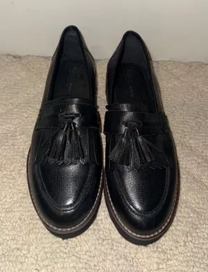 ASOS DESIGN Black Tassel Loafers Chunky Platform Women’s 6 thumbnail 1