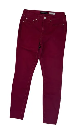 Aeropostale Womens Burgundy Skinny Jeans Maroon Stretch Denim Pants Size 4/27R thumbnail 1