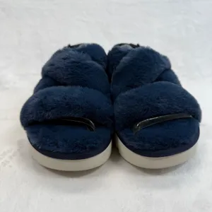 Koolaburra by UGG Fuzz-ee Sandals Adjustable‎ Insignia Blue Furry Size 5 thumbnail 2