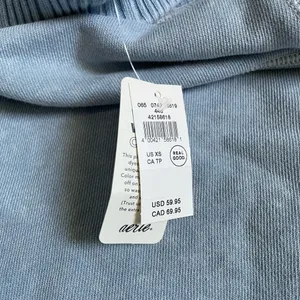 NWT Aerie Cozy Sweatshirt New Heights Fleece Turtleneck Size XS in Cloud Wash thumbnail 5