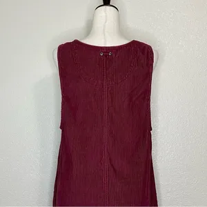 Blue J. 100% Cotton Corduroy Burgundy Button Down Sleeveless Dress thumbnail 8
