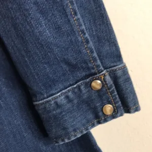 Kendall Kylie Denim Western Mini Dress‎ Pearl Snap Women's Medium Blue thumbnail 5