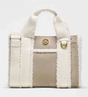 NWT Lululemon Boxy Mini Tote Bag 4.5L *Faux Shearling Trims ivory thumbnail 1