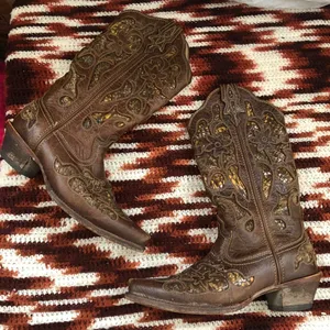 TWISTED X Steppin’out Chocolate Brown Python Inlay Cowboy Cowgirl Western Boots Women 6B thumbnail 2