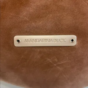 Mandarina Duck Brown Suede Shoulder Bag Zip Closure Preloved Very Clean Inside thumbnail 5