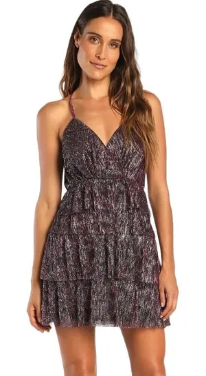 Lulus NWT Metallic Tiered Mini Dress thumbnail 1