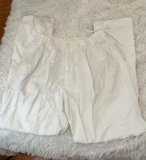 Zara White linen Casual Pants thumbnail 1