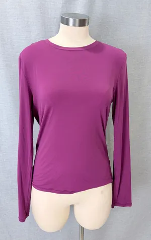 Yitty Long Sleeve Top L Magenta Purple Crew Neck Stretch Layering Tee thumbnail 1