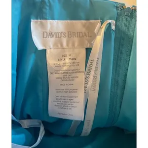 David's Bridal Strapless Mini‎ Dress Womens 10 Turquoise NWOT Ruched Satin thumbnail 6