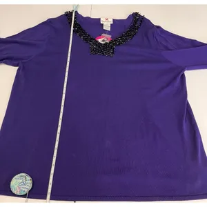 NWT‎ Quacker Factory Purple Beaded Sequins Long Sleeve Knit Top Size 2X thumbnail 9