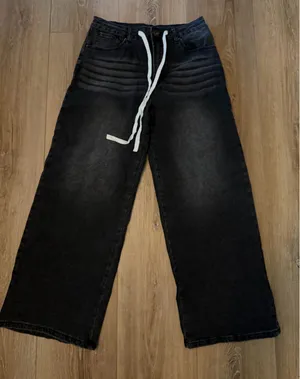 NEW Stretchy Jeans Pockets Adjustable Drawstring Elastic Waist 10 Black thumbnail 1