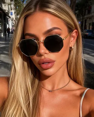 NWT Geometric Gold Frame Sunglasses thumbnail 1