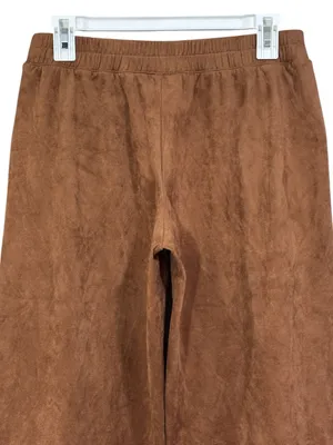 Chicos Tan Neutral Faux Suede Cropped Wide Leg Pants Size XS Womens thumbnail 6