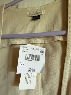 American Eagle Outfitters Cream Button-Front Crop Top thumbnail 2