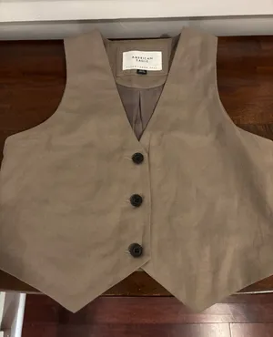 American Eagle Taupe Button-up Vest thumbnail 1