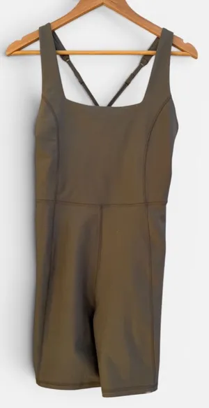 Abercrombie YPB ScuptLUX Short Bodysuit Taupe Brown thumbnail 1