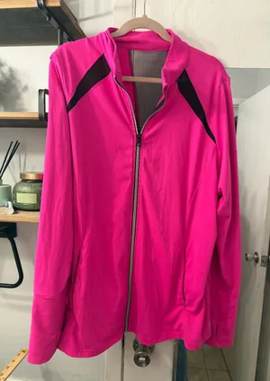Livi Active Hot Pink Zip-Up Bomber Jacket with Black Accents thumbnail 1