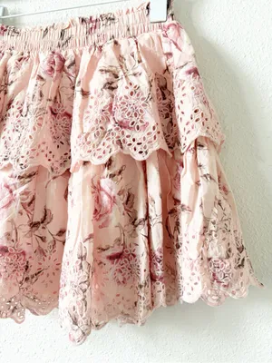 Gap × LoveShackFancy Floral Flippy Skirt Size XS Feminine Eyelet Bohemian thumbnail 3