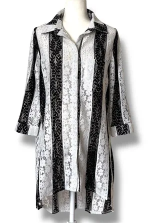 Vintage Adore Eyelet High Low Tunic Top XL thumbnail 1