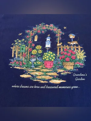 Vintage Bobbie Brooks Woman T Shirt Grandma’s Garden Plus Size 26/28 Cats Birds thumbnail 9