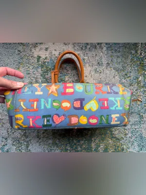 Vintage Y2K Dooney & Bourke blue Doodle graffiti hand bag thumbnail 9
