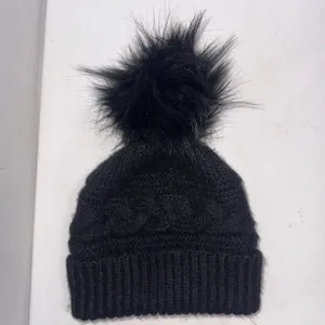 Aerie Black Knit Toboggan Ski Winter Weather One Size Hat Cap Pompom‎ Beanie thumbnail 11