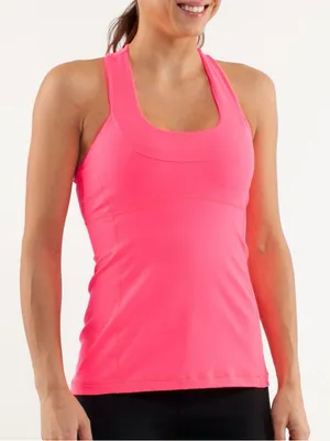 Lululemon Scoop Neck Tank top Luon Neon Flare mesh sports bra racerback thumbnail 1