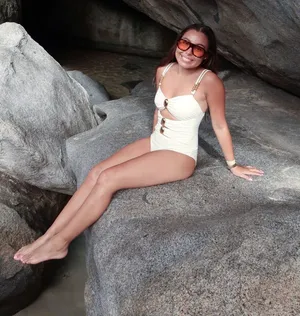 Amazon Cream One-Piece Swimsuit with Gold Accents thumbnail 1