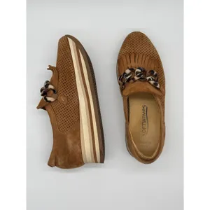 Softwaves Cadie Platform Suede Loafers Womens 38 Tan Chain Wedge Shoes 7-7.5 thumbnail 2