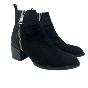 Jeffrey Campbell Ibiza Boone Chelsea Boots‎ Croc Embossed Suede Black US 8 thumbnail 3