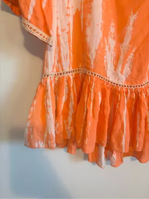 Anthropologie Z&L European Luxury Coral Tie Dye Beach Cover Up with Tassels thumbnail 7