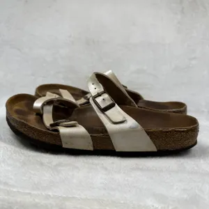 Birkenstock Mayari Pearl White Birko-Flor Toe Loop Sandals Womens 39 Regular thumbnail 8