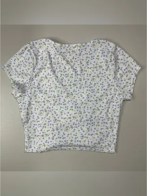 Rebellious Dreamer Floral Ruched Drawstring Crop Top Women’s Medium thumbnail 3