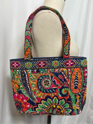 Vera Bradley Venetian Paisley Toggle Tote Bag Retired Quilted Purse thumbnail 3