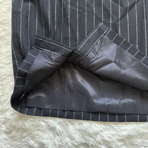 Skirt Wool-Blend Mini Pinstripe Italian Fabric Almost Black 12 NWT New thumbnail 8