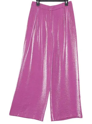 Maeve Shimmer Wide Leg Trousers Pants High Rise Orchid Statement Party Glam 10 thumbnail 1
